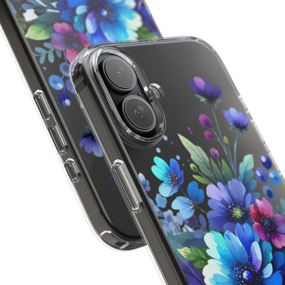 Vibrant Blue Floral Clear Phone Case