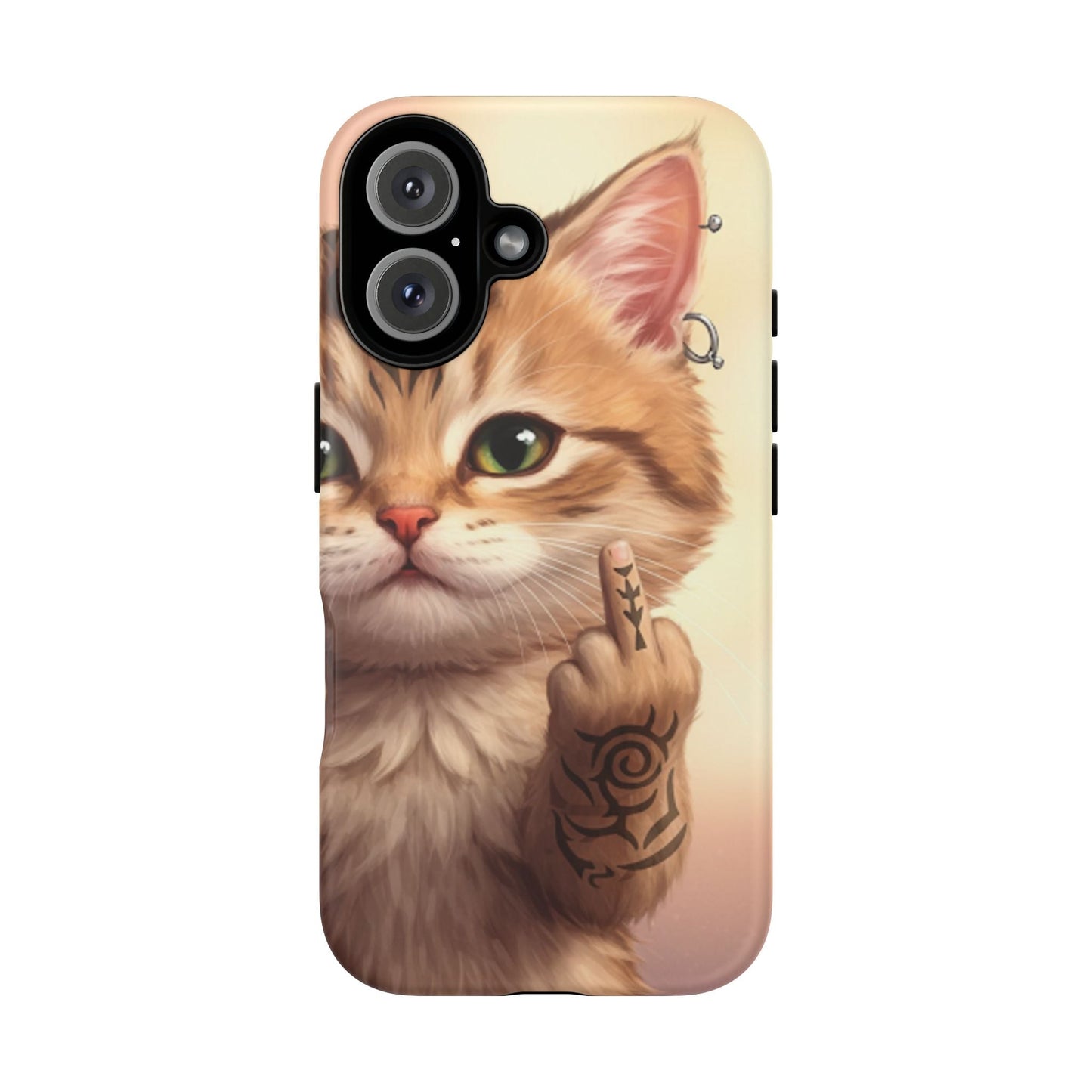 Evil Kitty Giving the Bird Tough Phone Case