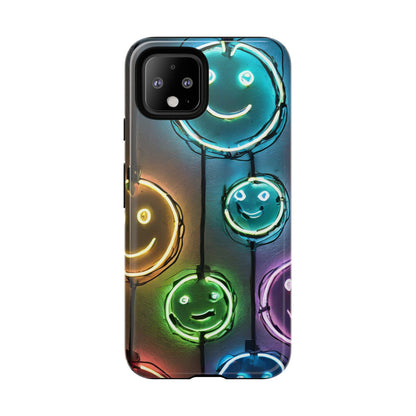 Colorful Neon Smiley Face Phone Case - Tough & Stylish Protection