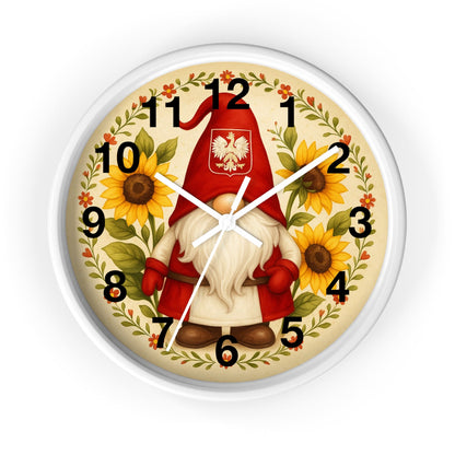 Polish Sunflower Gnome Wall Clock