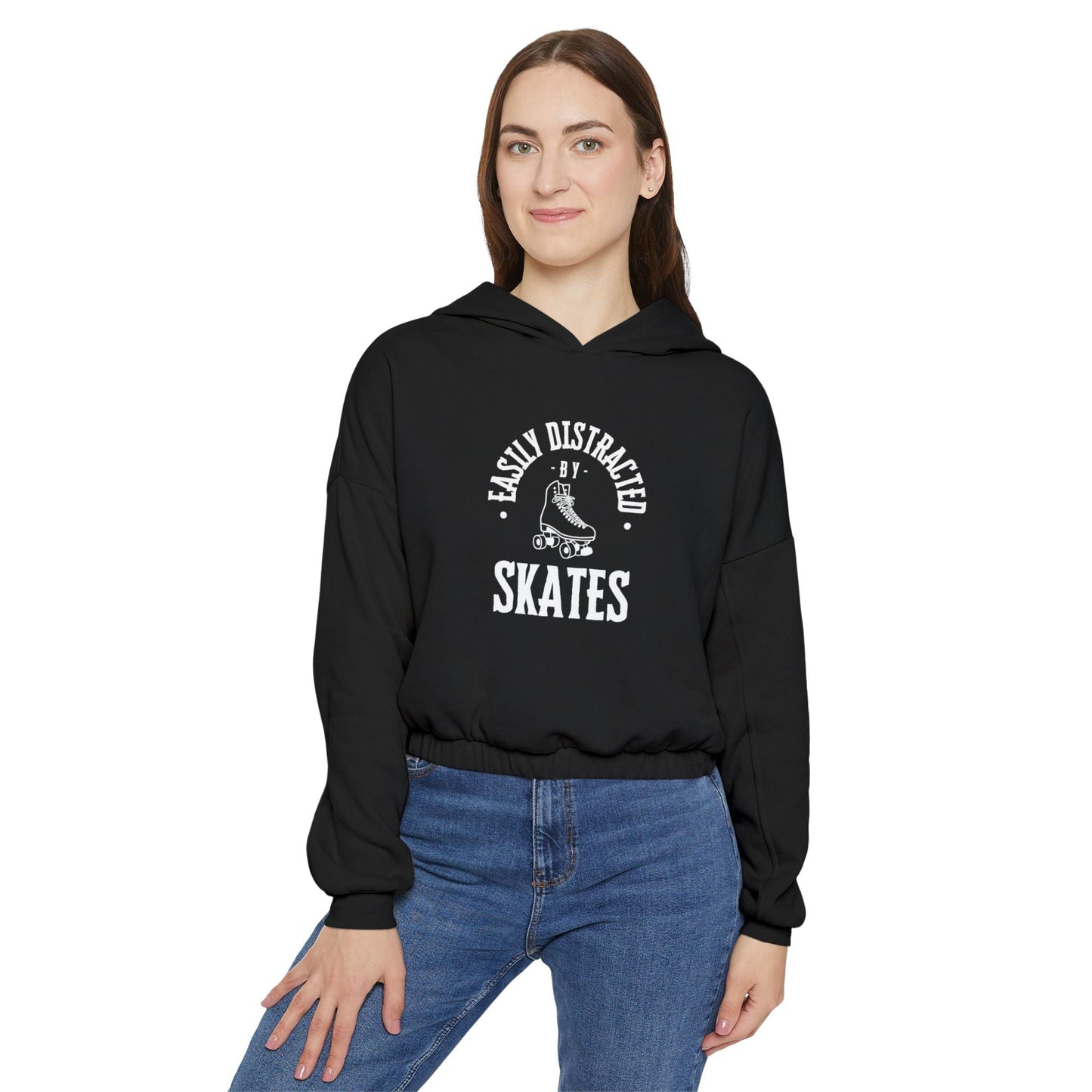 Women’s Cropped Easily Distractd by Skates Hoodie