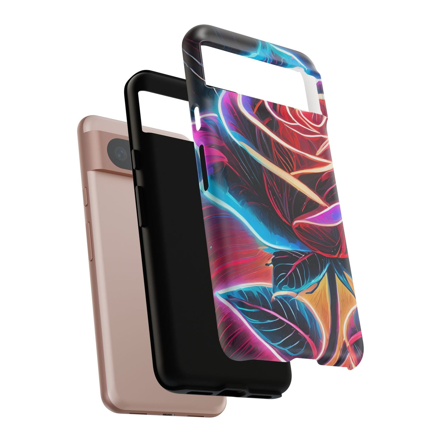 Artistic Neon Rose Tough Phone Case