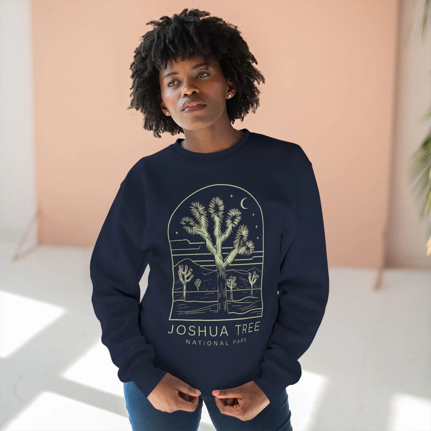 Joshua Tree National Park Unisex Fit Crewneck Sweatshirt Twilight Line Art