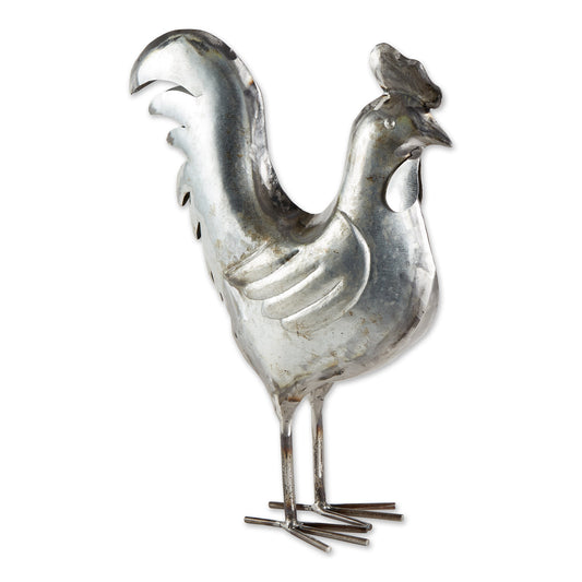 GALVANIZED ROOSTER SCULPTURE