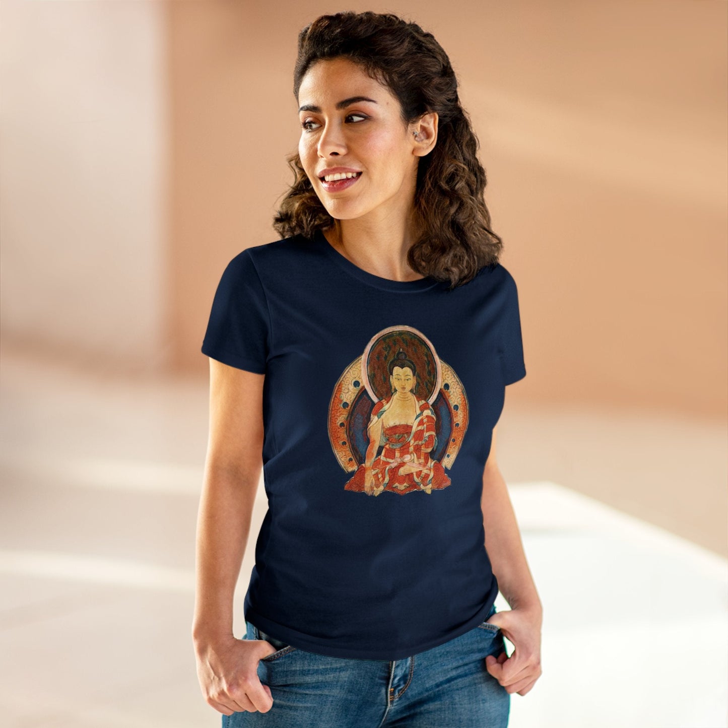 Buddha Gouache Print Women's Cotton Tee