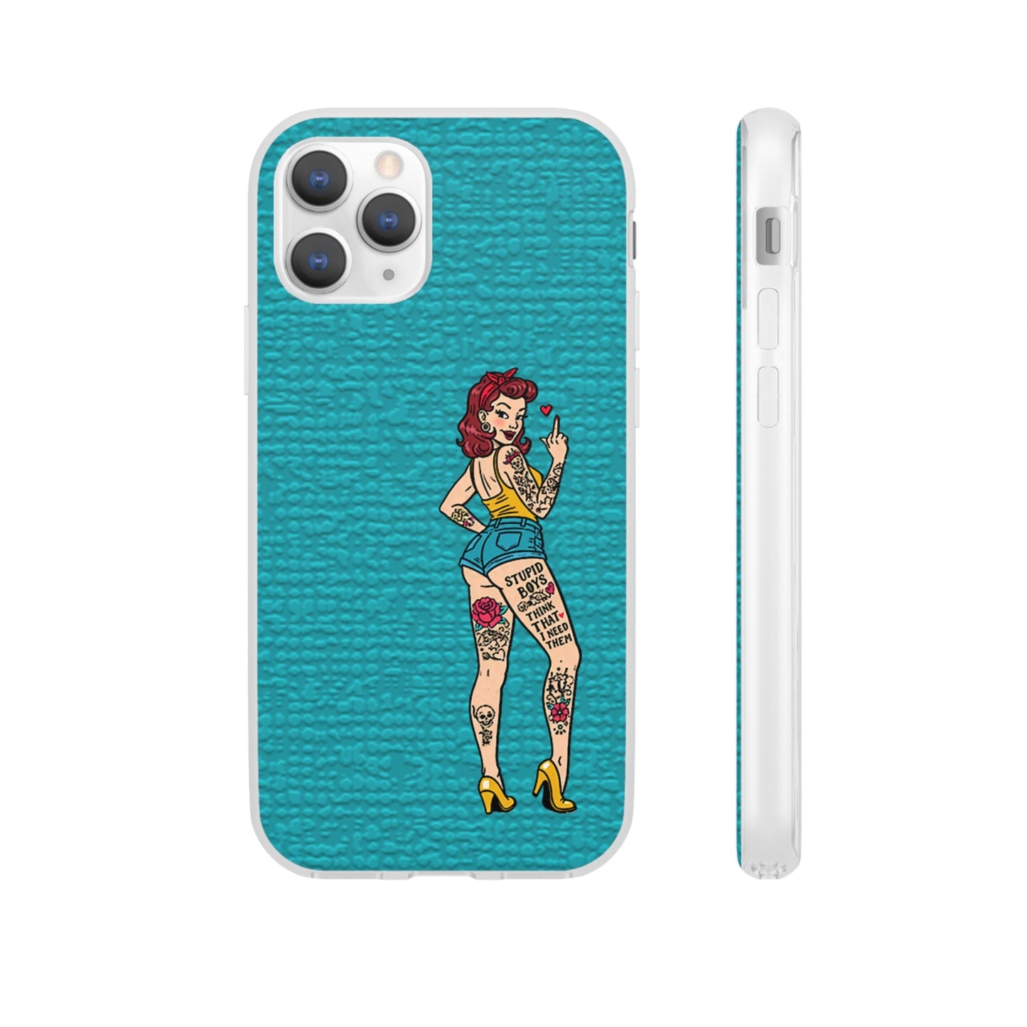 Sassy Pin-Up Stupid Boys Teal Flexi Phone Case