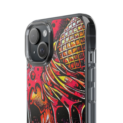 Neon Ice Cream Skull Clear Phone Case