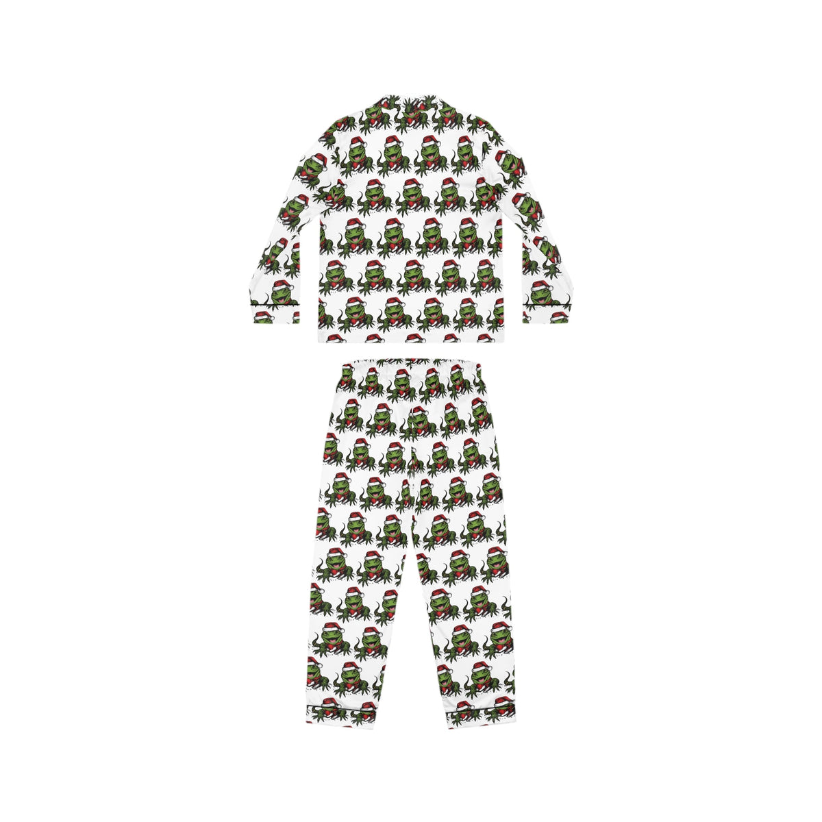 Festive Reptile Mischief Long-Sleeve Satin Pajama Set