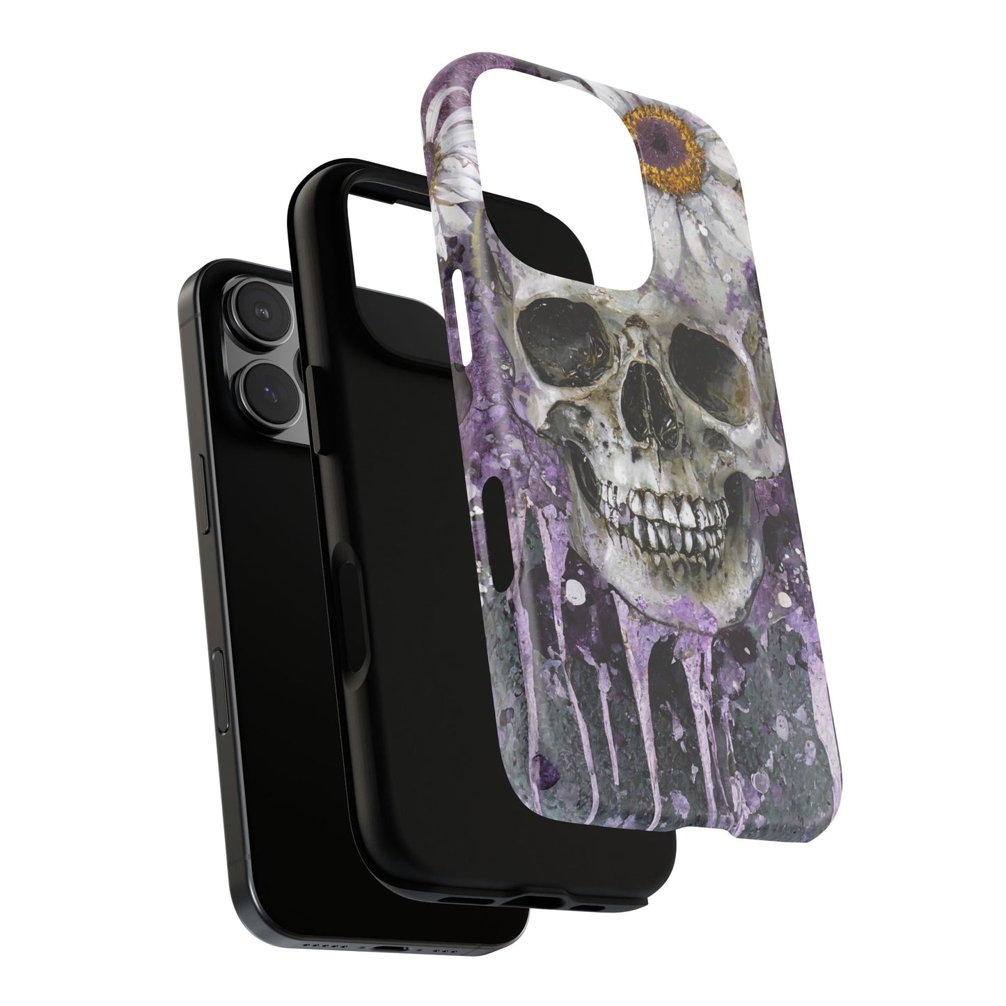 Plum Skull and Daisy Tough Phone Case