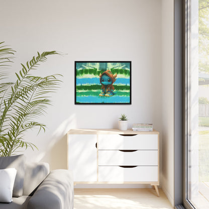Baby Dragon Jam Aqua Matte Canvas with Black Frame