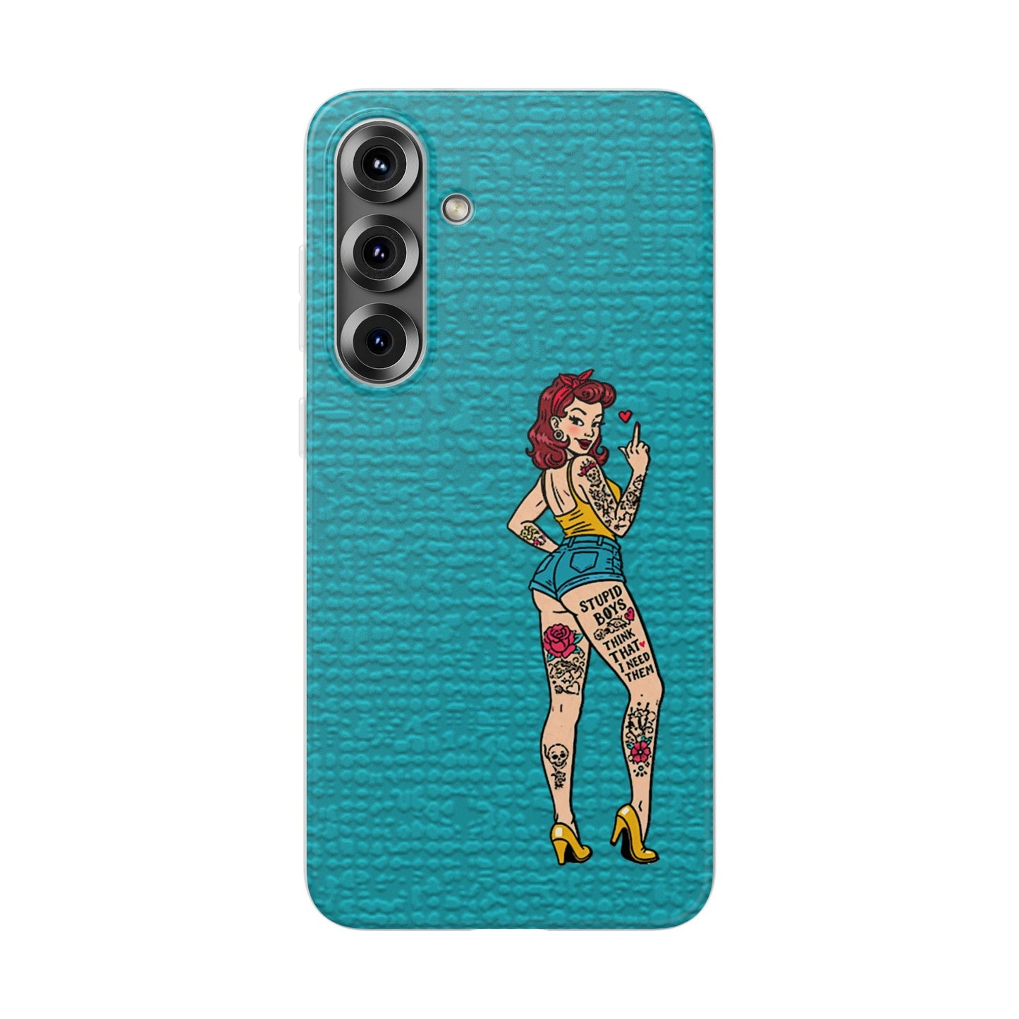Sassy Pin-Up Stupid Boys Teal Flexi Phone Case