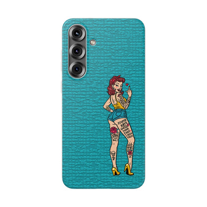 Sassy Pin-Up Stupid Boys Teal Flexi Phone Case