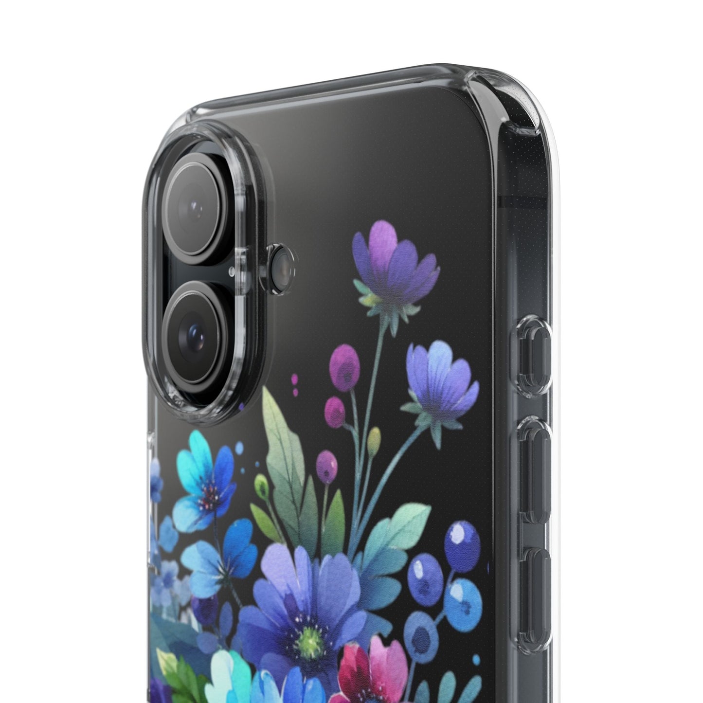 Vibrant Blue Floral Clear Phone Case