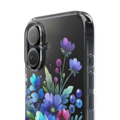 Vibrant Blue Floral Clear Phone Case