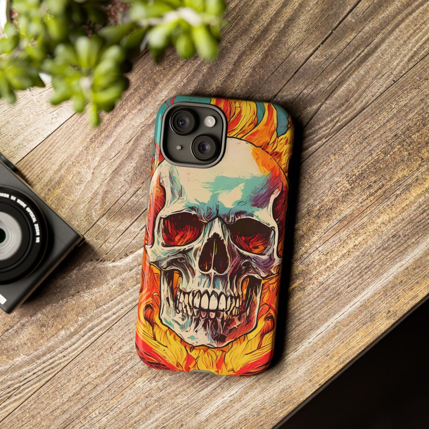Flaming Skull Tough Phone Case