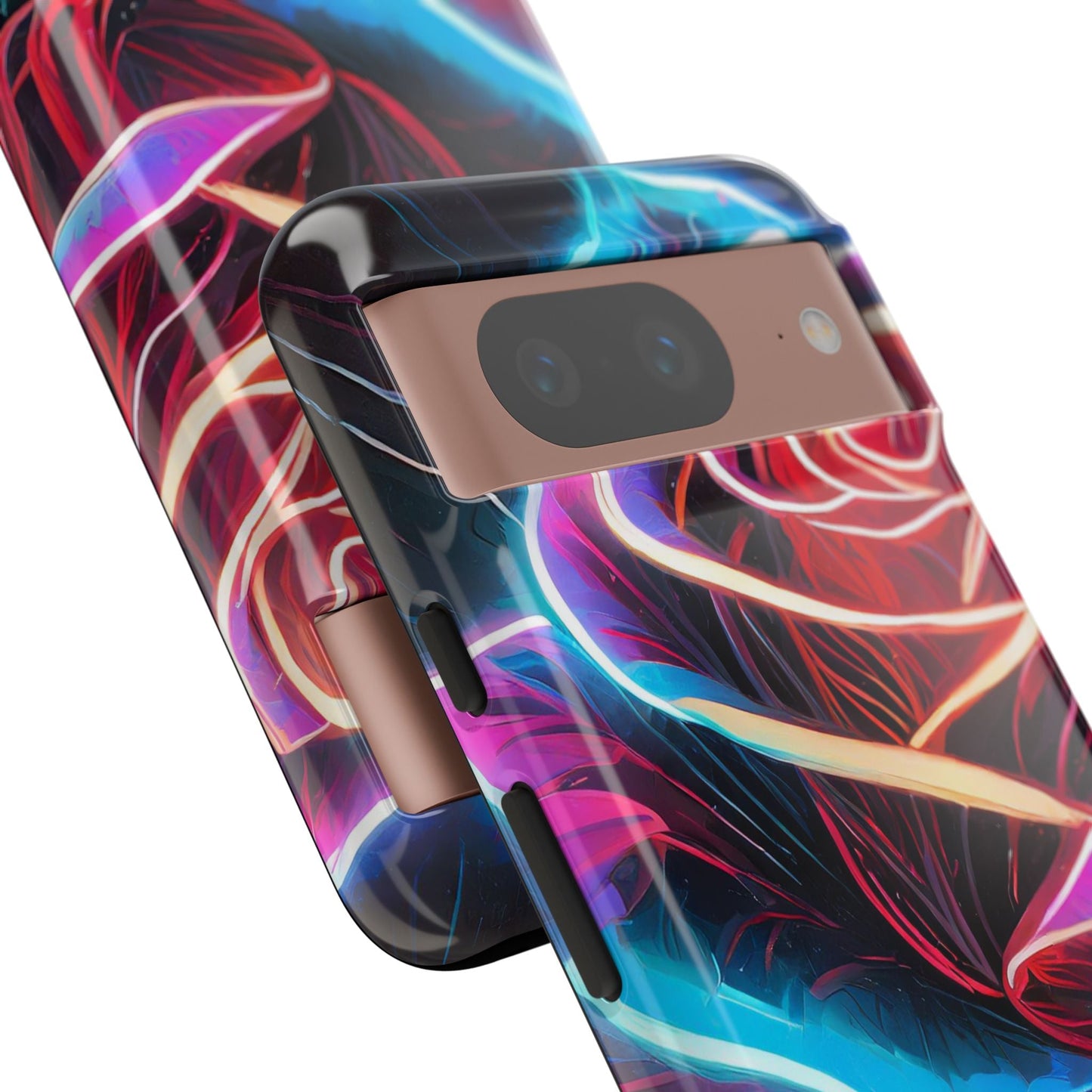 Artistic Neon Rose Tough Phone Case