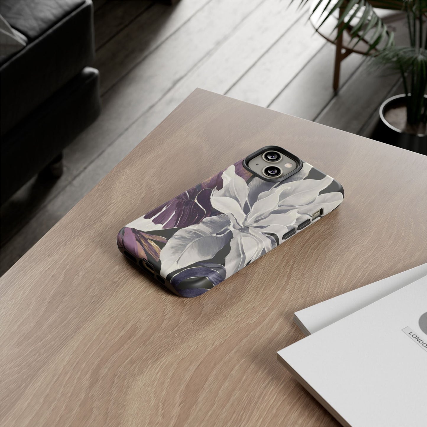 White & Plum Floral Tough Phone Case
