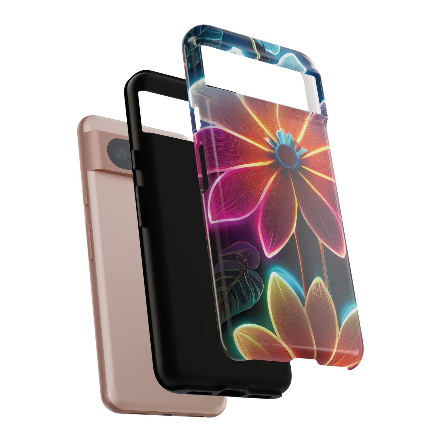 Vibrant Neon Flowers Tough Phone Case
