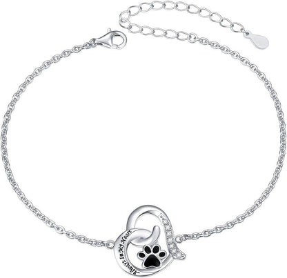 Always in My Heart Paw Print Necklace – Pet Memorial Gift
