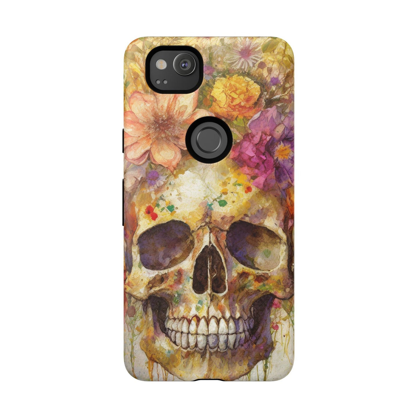 Unique Floral Skull Tough Phone Case