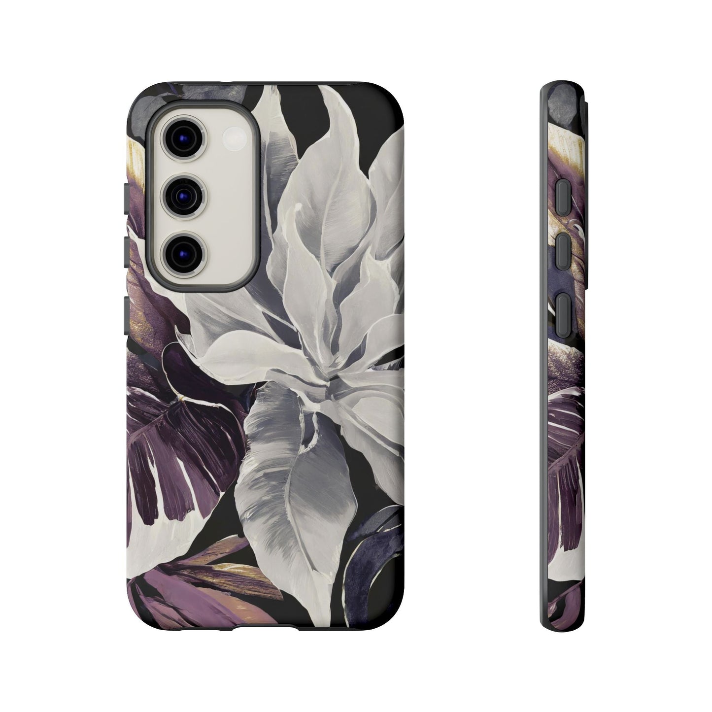 White & Plum Floral Tough Phone Case