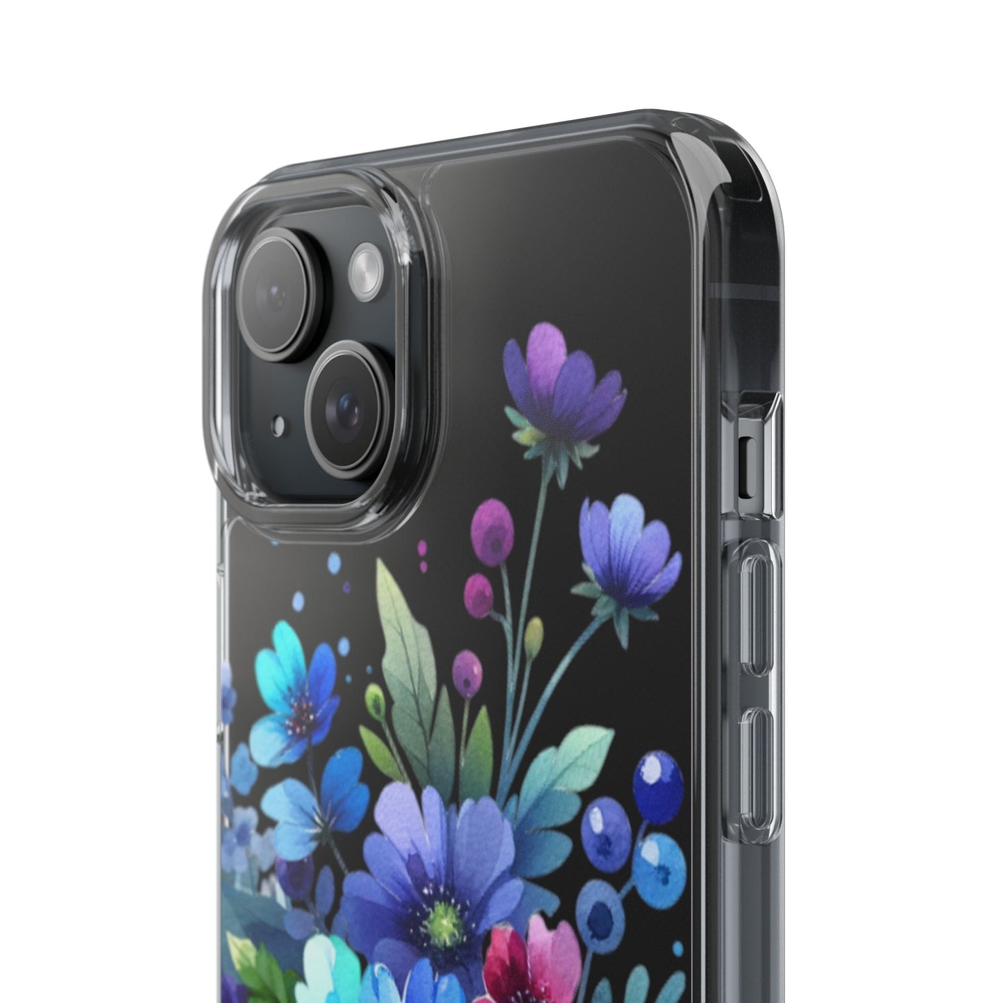 Vibrant Blue Floral Clear Phone Case