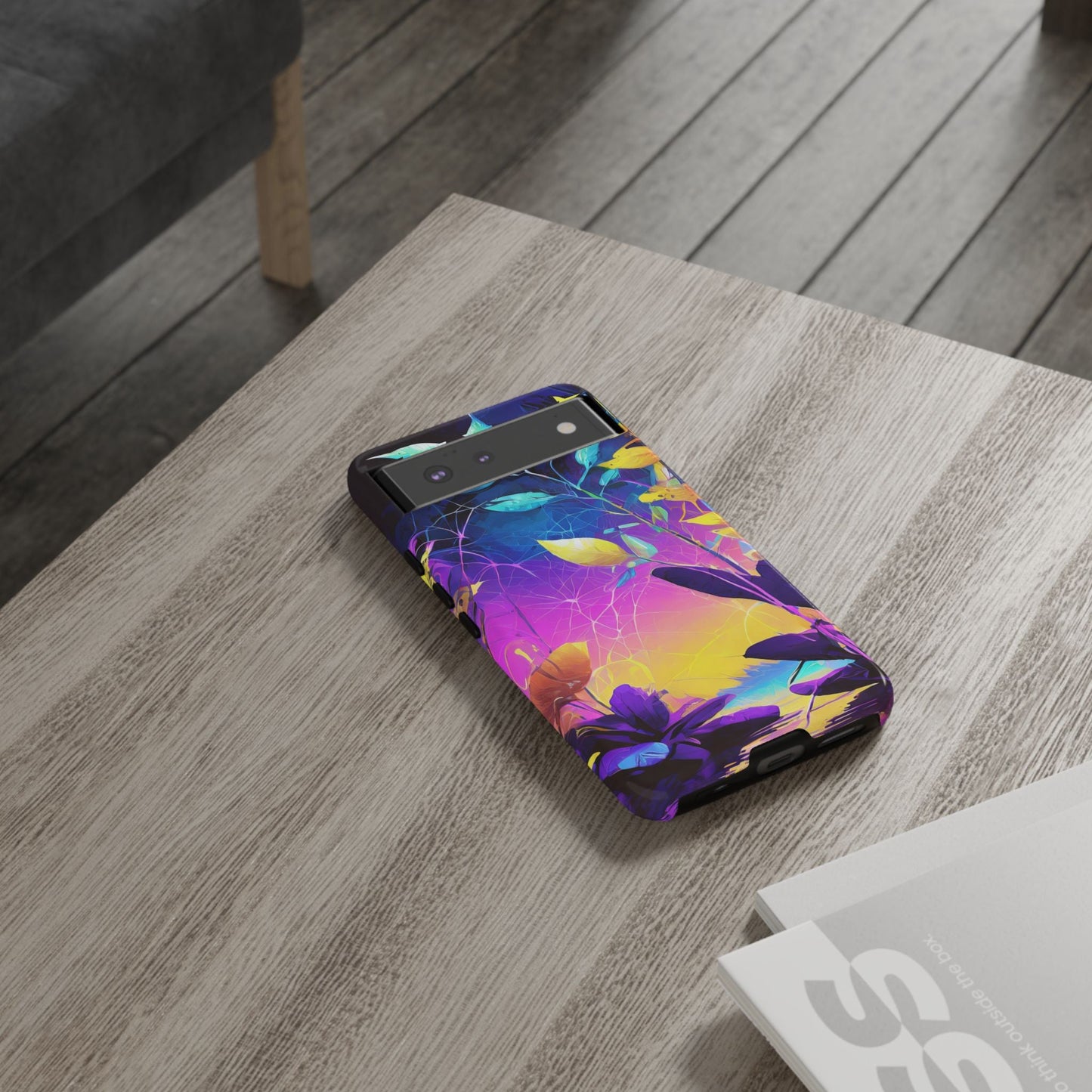 Artistic Vibrant Neon Floral Leaf Tough Phone Case