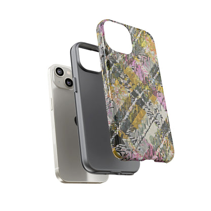Purple Plaid Floral Artistic Tough Phone Case