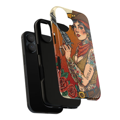 Vintage Western Tough Phone Case with Outlaw Design