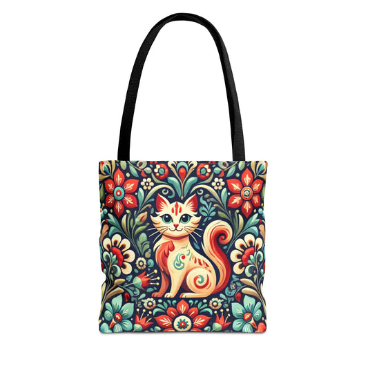 Orange Cat Folk Art Tote Bag