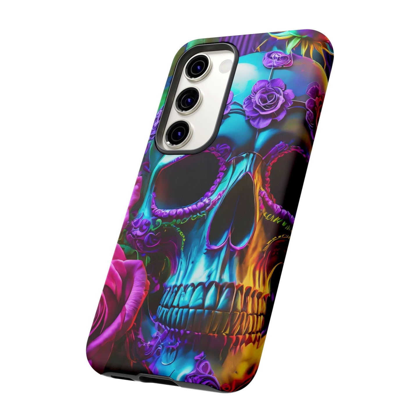 Neon Skull and Roses Vibrant Tough Phone Case