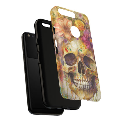 Unique Floral Skull Tough Phone Case