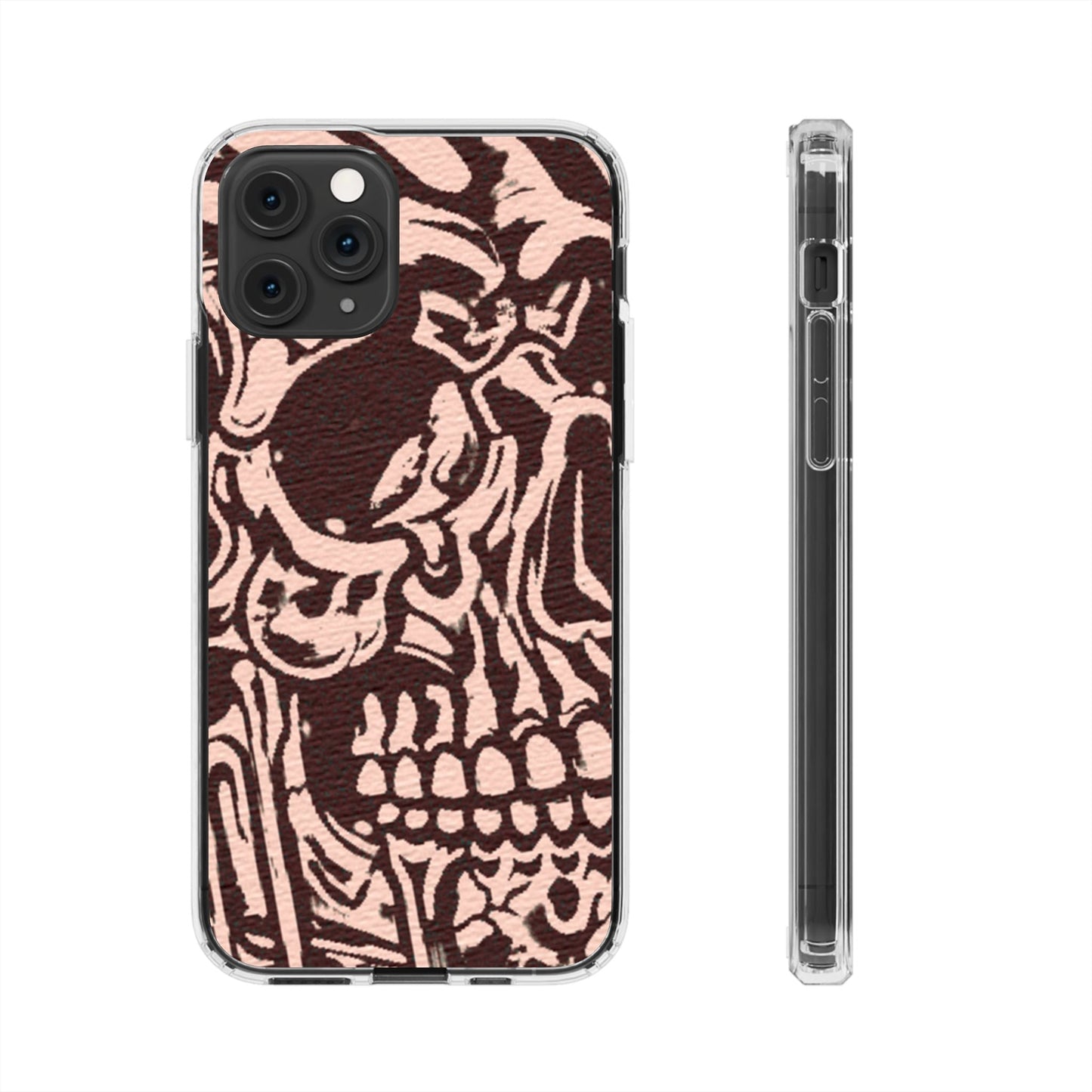 Gothic Abstract Skull Clear Phone Case