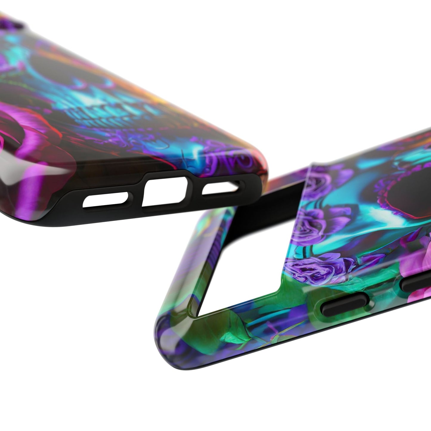 Neon Skull and Roses Vibrant Tough Phone Case