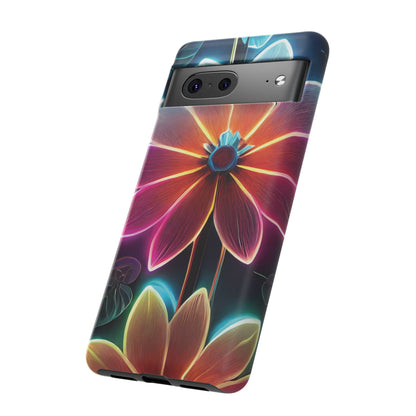 Vibrant Neon Flowers Tough Phone Case