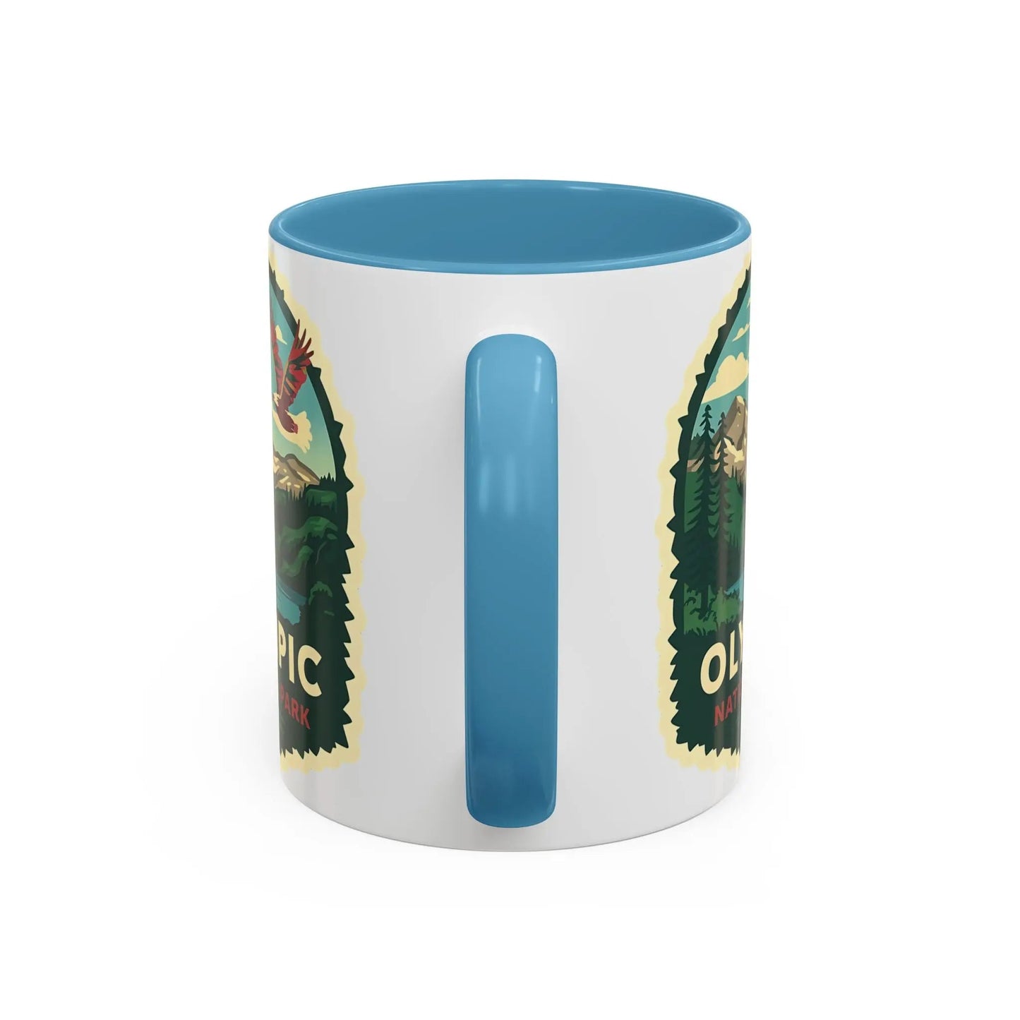 Glacier National Park Accent Coffee Mug 11oz 15oz Eagle Fly Over Blue Black Pink Red Outdoor Inspired Ceramic Mug