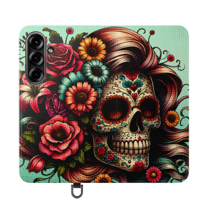Sugar Skull Flip Wallet Phone Case
