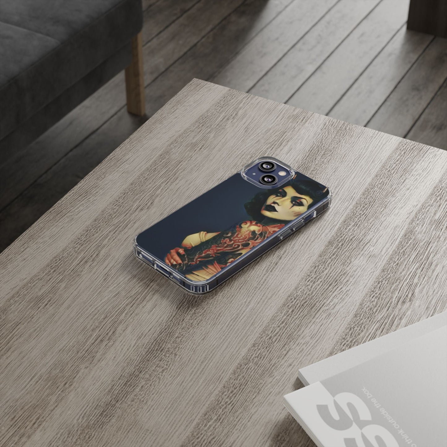 Gothic Devilish Tattooed Beauty Clear Phone Case