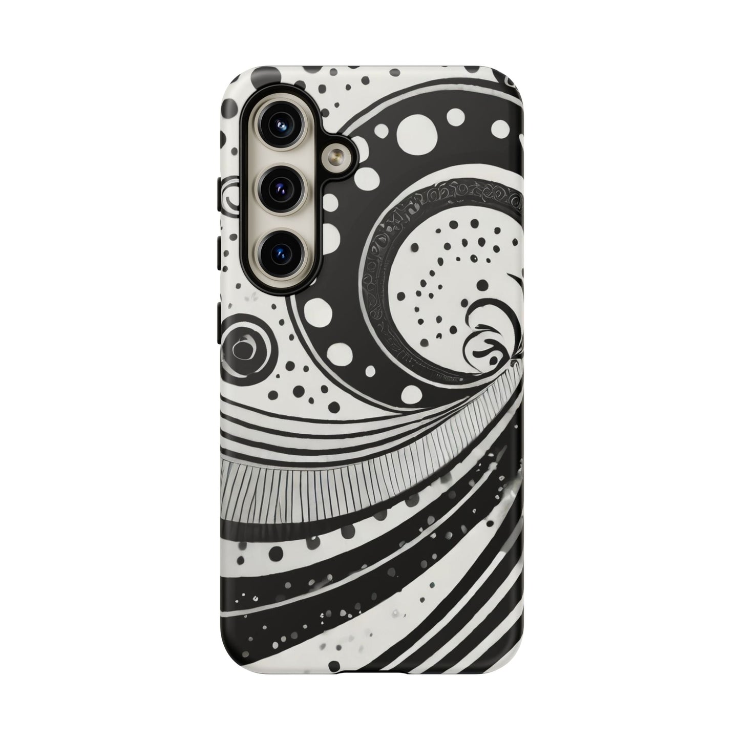 Artistic Black & White Swirl Tough Phone Case