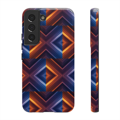 Stylish Tough Phone Case With Blue & Orange Abstract Design