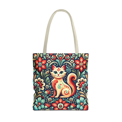 Orange Cat Folk Art Tote Bag