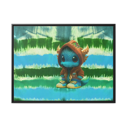 Baby Dragon Jam Aqua Matte Canvas with Black Frame