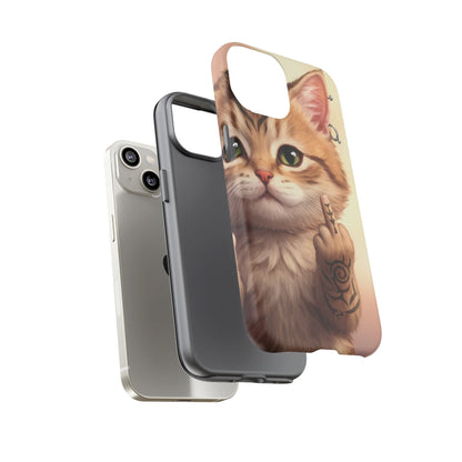 Evil Kitty Giving the Bird Tough Phone Case