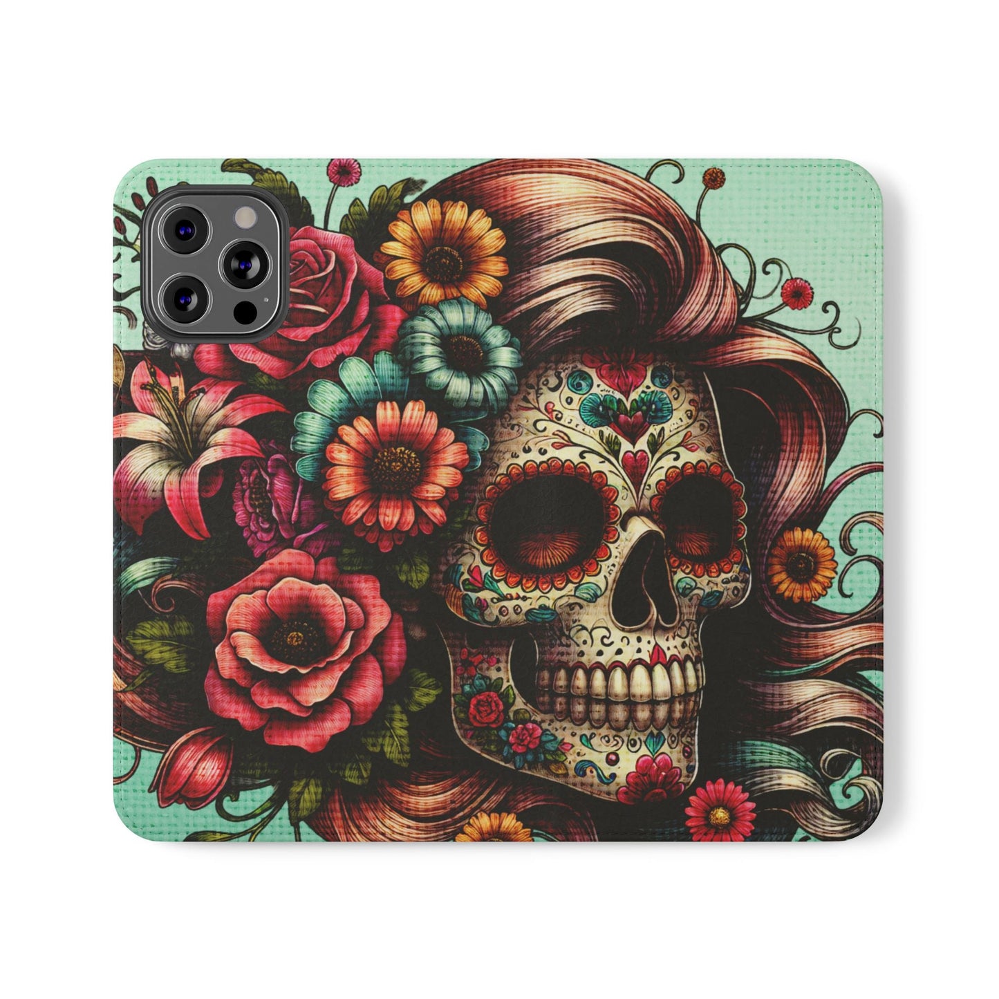 Sugar Skull Flip Wallet Phone Case