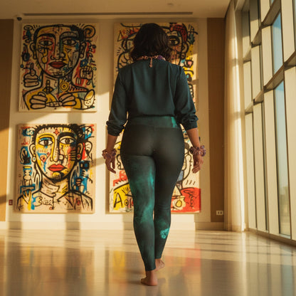 Girl Army Water Brushed Print High Waisted Leggings