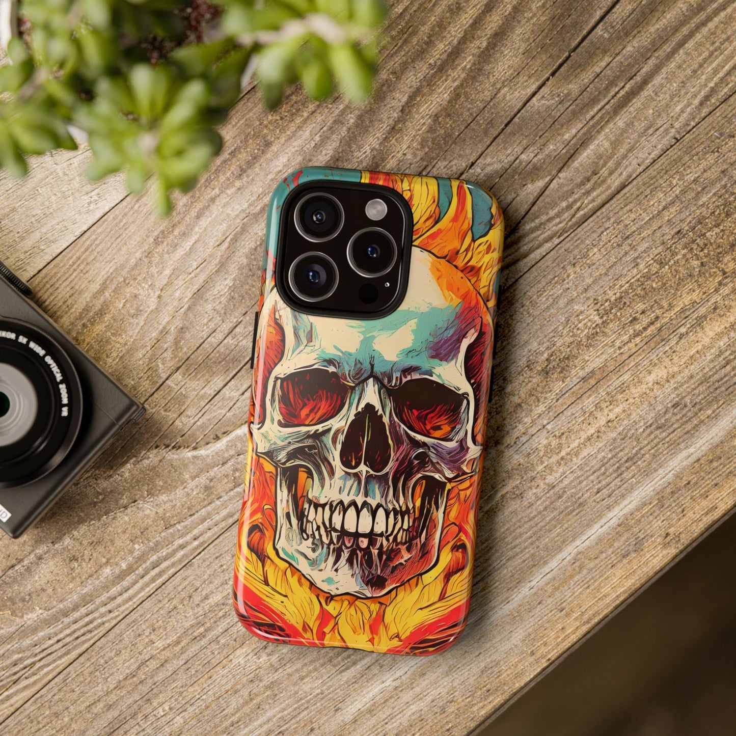 Flaming Skull Tough Phone Case