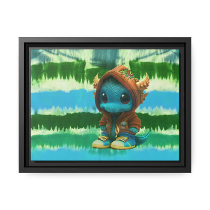 Baby Dragon Jam Aqua Matte Canvas with Black Frame