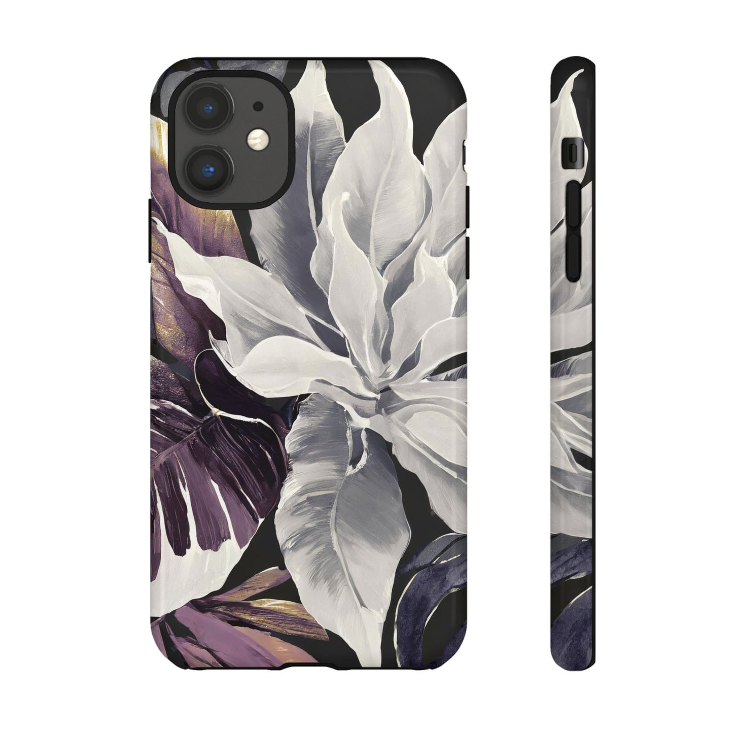 White & Plum Floral Tough Phone Case