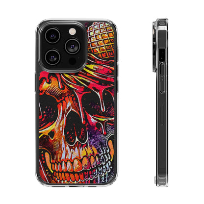 Neon Ice Cream Skull Clear Phone Case