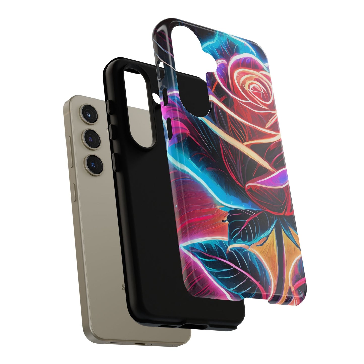 Artistic Neon Rose Tough Phone Case